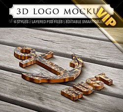 3D标志模型：3D Logo Mockup 6 Styles